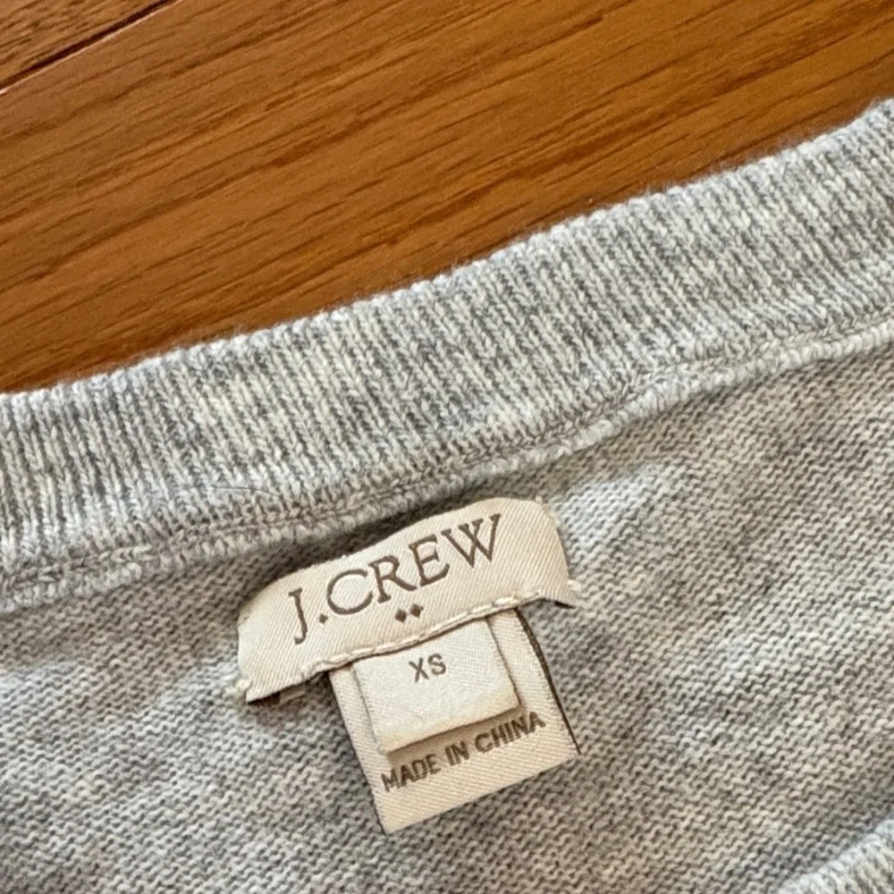 J. Crew Light Gray Kids Sweater with Ruffle Sleeves